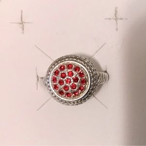 Ruby colored Stone & Silver Ring - Size 9
